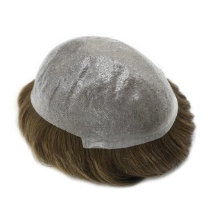 Pwigs Hairpiece 0.06Mm Invisible Thinnest Thin Skin Stock Mens Toupee Super Thin Skin Transparent Poly Hair System 32Mm Slight Wave