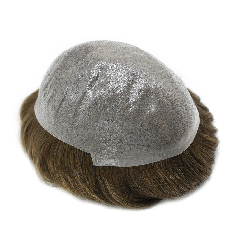 Pwigs Hairpiece 0.06Mm Invisible Thinnest Thin Skin Stock Mens Toupee Super Thin Skin Transparent Poly Hair System 32Mm Slight Wave