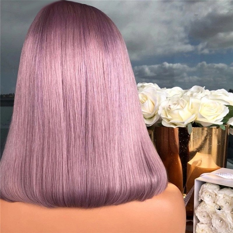 Pink Purple Color Wig Short Bob Lace Front Human Hair Wigs Pre Plucked Colored lace Frontal Wigs for Women Remy Brazilian Hair - Image 5