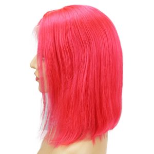 Alternative view of Light Red 13x6 Bob Lace Front Wig With Baby Hair Middle Deep Part Brazilian Remy Hair Wig Pre Plucked Natural Hair Line Hidden Knots