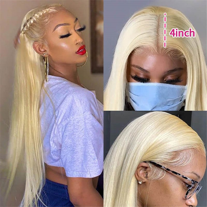 613 Blonde Human Hair Wigs Straight Hair 13X4 Hd Lace Front Wigs Pre Plucked Hairline