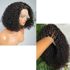 13x4 Lace Front Wig Curly Cambodian Human Hair Wigs 180% Density Kinky Curly Wigs For Black Women Black Color with Baby Hair
