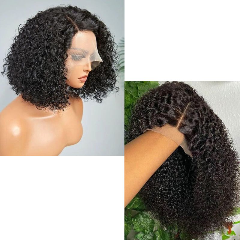 13x4 Lace Front Wig Curly Cambodian Human Hair Wigs 180% Density Kinky Curly Wigs For Black Women Black Color with Baby Hair