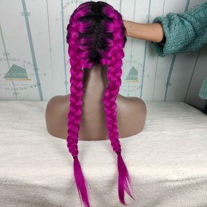 13X6" Fully Top Braided Lace Front Cornrow Braided Wigs With 2 Ponytails Lightweight Synthetic Lace Frontal Twisted Wigs With Baby Hairs For Women - Image 3