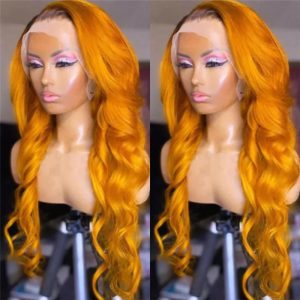 Body Wave 1B Orange Colored Human Hair Wigs For Women Brazilian Remy Highlight Wig 150% Blonde Ombre Lace Front Wig Pre Plucked
