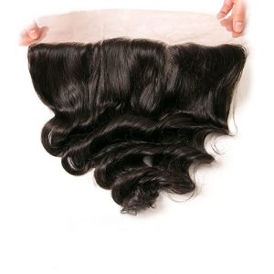 Brazilian Loose Wave Frontal with 3 Bundles Unprocessed Remy Hair Extensions Ear to Ear 13x4 Lace Closure Frontal - Image 3