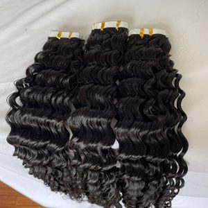 Deep Wave Curly Tape In Hair Extensions Brazilian Skin Hair Weft Human Hair Bundles Tape On Double-siding  Adhesive Invisible - Image 3