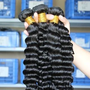 Natural Color Deep Wave Unprocessed Malaysian Human Hair Weave 3 Bundles