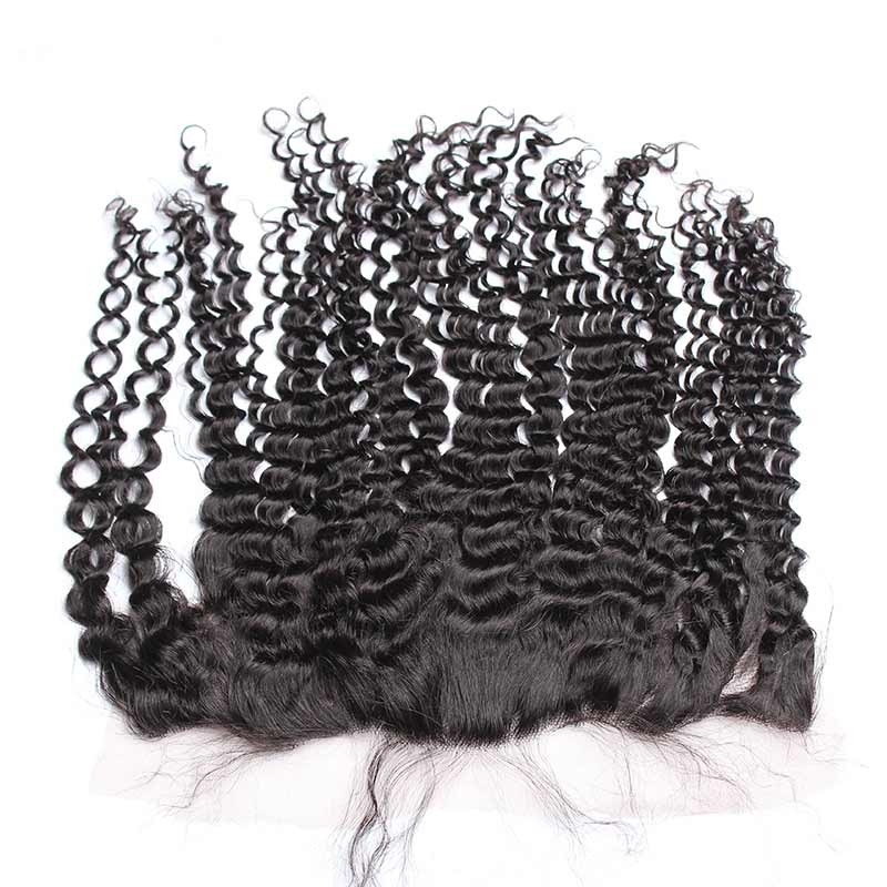 Frontal Closure Kinky Curly Brazilian Remy Hair Ear To Ear Lace Frontal Closure 13x4inches Natural Color - Image 4