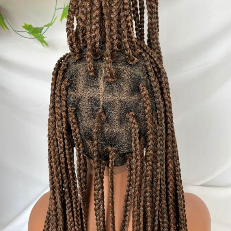 Full Lace Ombre Wigs 36 Inch double Lace Front Box Braided Wigs Knotless Lace Frontal Wig Synthetic Black Hand Braided Cornrow Braids Wigs With Baby Hair - Image 3