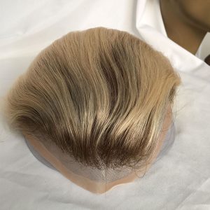 100%Human Hair WigsToupee for Men Hair Pieces Men's Toupee Super Thin Mono Lace with PU Around Ombre Blonde 60 Color10" x 8" Toupee - Image 9