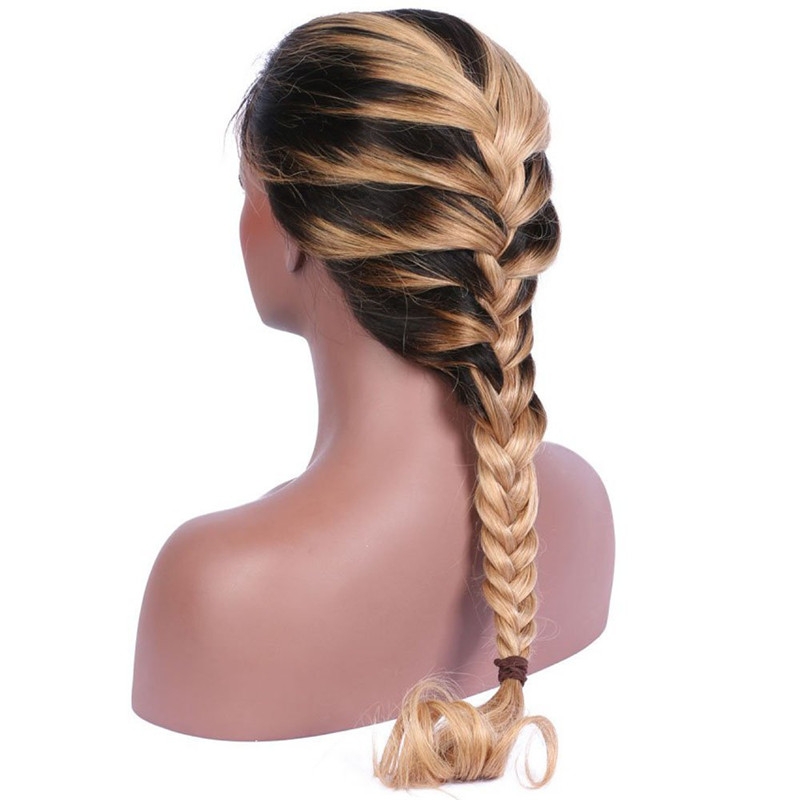 Malaysia human hair Ombre blonde #1B/27 Full Lace Wigs Caps Dark root Loose wave Lace front wig Bleached knot Pre plucked hairline - Image 2