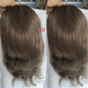 12" Long Hair Men's Toupee Hair Replacement Systems Swiss Lace Front Natural Hairline Hairpieces Thin Skin PU V-looped 10"x8" Base Size - Image 6
