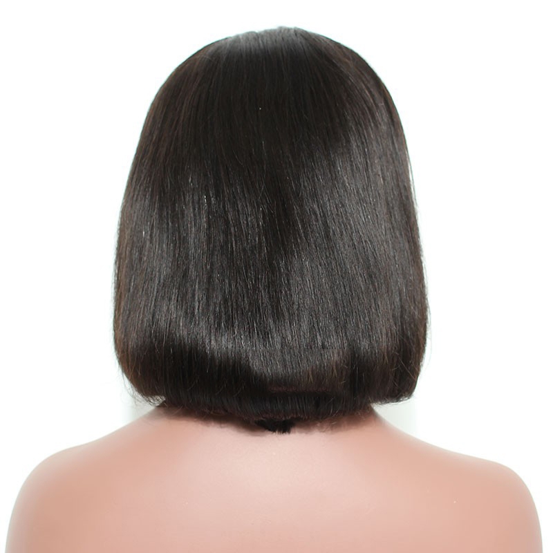 Human Hair Bob Wigs Silky Straight 130% Density Brazilian Natural Color Hair Bleached Knots - Image 3