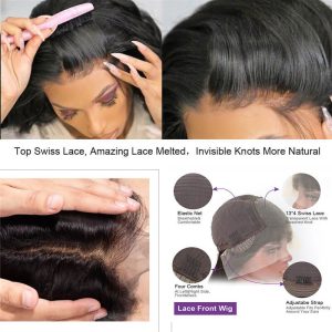 Kinky Straight Human Hair Wigs HD Swiss Transparent Lace Front Human Hair Wigs Peruvian Pre Plucked 13x4 Lace Front Wigs For Black Women Glueless Remy - Image 10