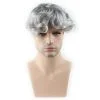 Men's Toupee 10×8 inch 1B Mix 80% Grey Hair Thin Skin Hairpiece Hair Replacement System Monofilament Net Base for Men