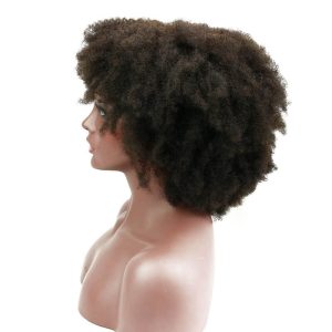Afro Kinky Curly Brazilian Human Hair Lace Front Wig Pre Plucked Bleached Knots - Image 5