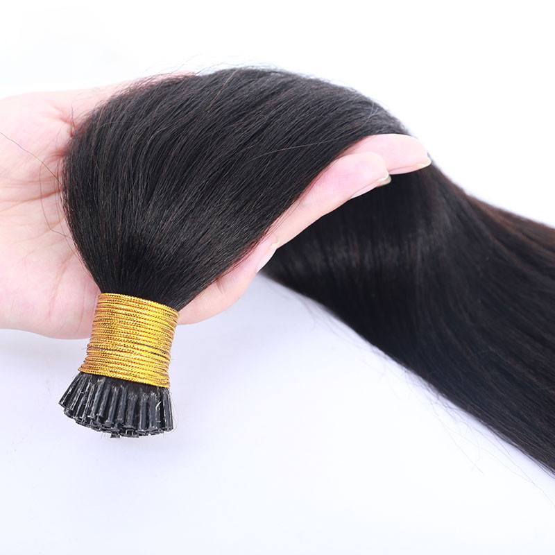 Coarse Yaki Straight I Tip Microlinks 100% Human Virgin Hair Weave Bundles Brazilian I Tip Hair Extensions