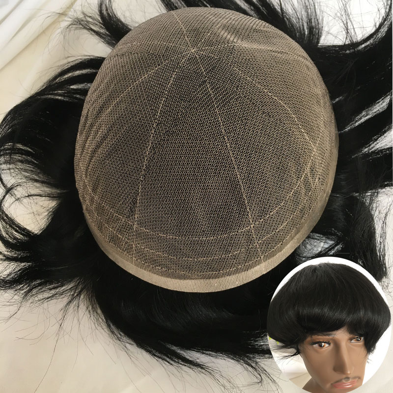 Swiss Full Lace Men's Toupee 1B Black Color 100%Remy Human Hair Toupee For Men 8*10Inch French Lace Mens Wigs Hair System Stock - Image 19