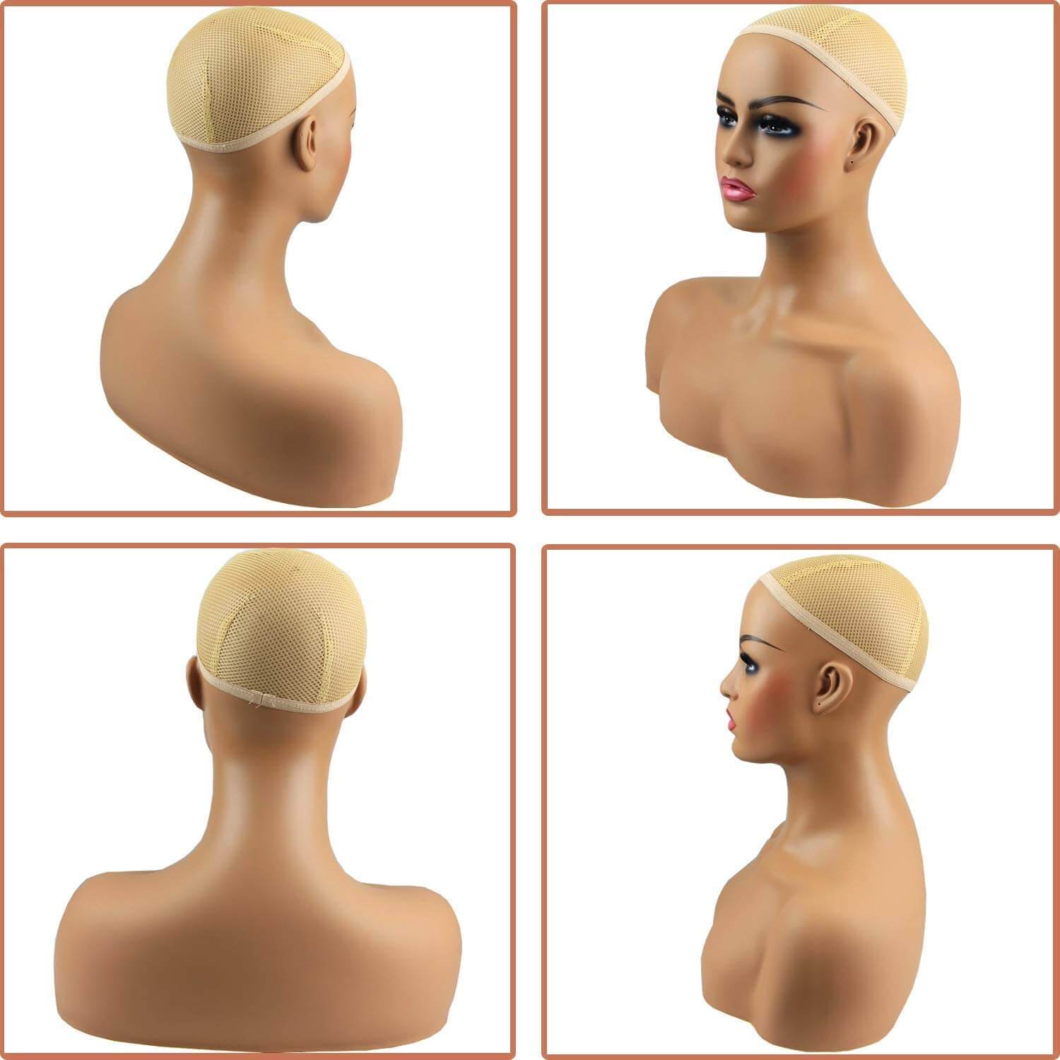 Realistic Female Mannequin Head with Shoulder Manikin PVC Head Bust Wig Head Stand for Wigs Display Making,Styling,Sunglasses,Necklace Earrings - Image 5