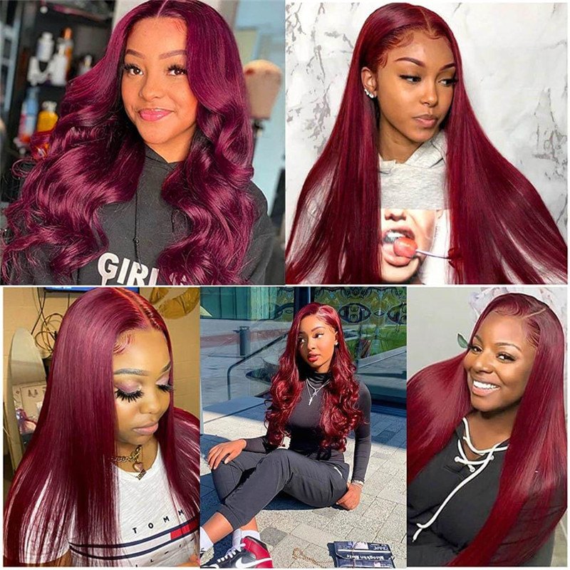 99J Straight/Body Pre Plucked 5X5 Hd Lace Closure Wigs Middle Part Human Hair Natural Hairline - Image 6