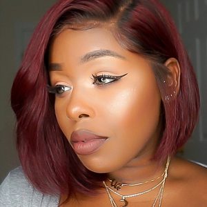 Brazilian Remy Hair Ombre Red #2/99J Bob Lace Wig With Human Hair - Image 3
