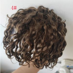 Pwigs Full French Lace Mens Toupee Loose Wave European Human Hair Replacement Systems for Men Hairpiece 10x8inch #1B Black Color - Image 8