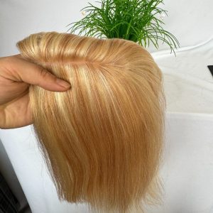 Ombre Light Brown Mixed 613 Blonde Blonde 7x13cm Silk Base Human Hair Topper With Clips In Silk Top 100% European Human Hair Toupee for Women Hairpiece - Image 5