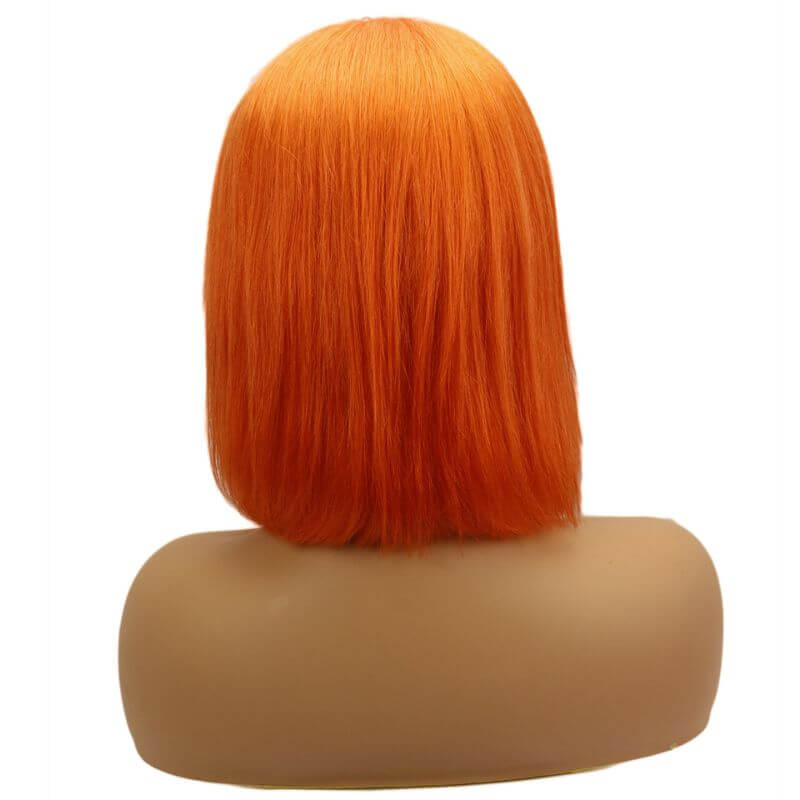 Peruvian Hair Orange Color Human Hair Lace Front Bob Wig - Image 2