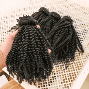 4A 4B 4C Natural Color Unprocessed Raw Brazilian Afro Kinky Curly  Hair Bundle Kinky Curly Remy Hair 12A Curly Afro Weave Human Hair Extensions 3 Bundles Hair - Image 2