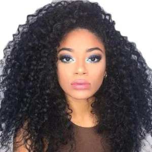 Brazilian Lace Front weave Ponytail Wigs Kinky Curly Wig Pre-Plucked Natural Hair Line 150% Density wigs