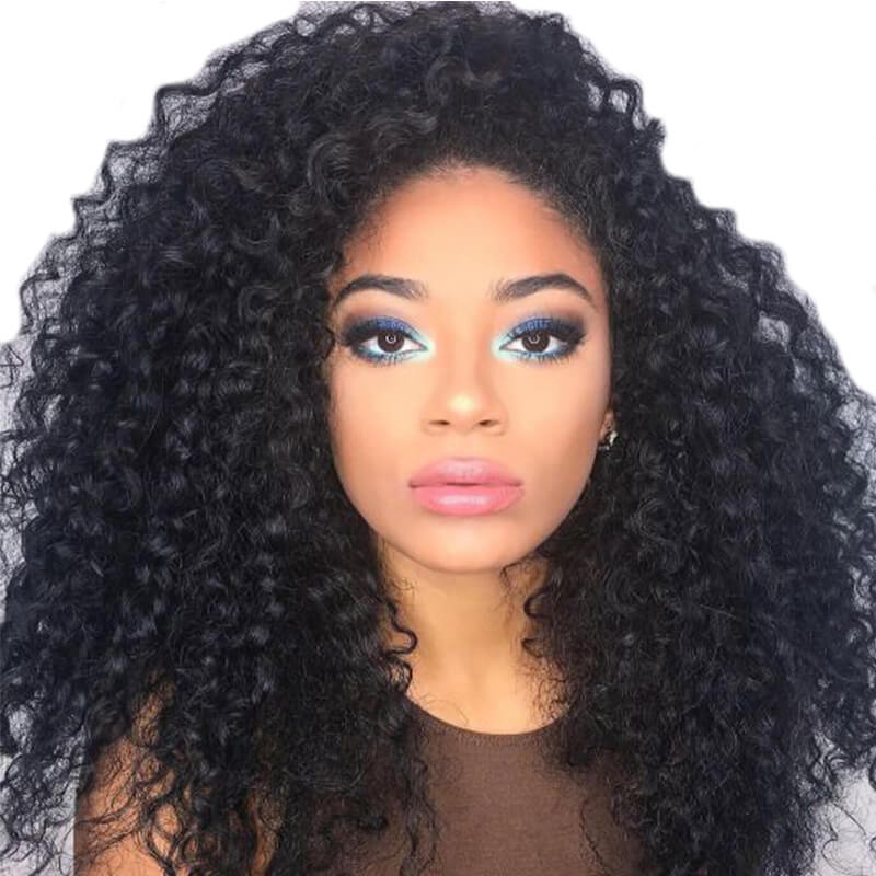 Brazilian Lace Front weave Ponytail Wigs Kinky Curly Wig Pre-Plucked Natural Hair Line 150% Density wigs