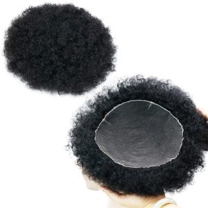 Human Hair Afro Curly Mens Toupee Hairpiece Wig Base with Hard PU Reforced Size 10x8 inch #1B Off Black - Image 26