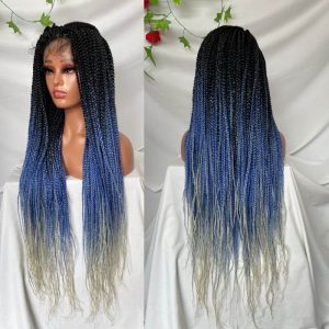 9x6 Lace Ombre Wigs 36 Inch double Lace Front Box Braided Wigs Knotless Lace Frontal Wig Synthetic Black Hand Braided Cornrow Braids Wigs With Baby Hair - Image 5