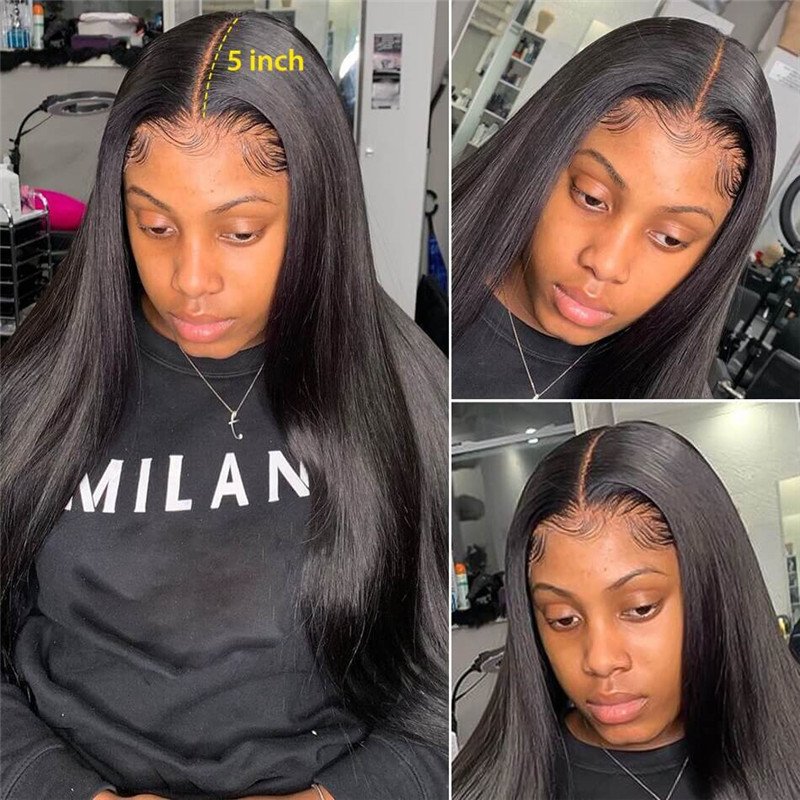 5*5 Hd Lace Closure Wigs Straight Virgin Human Hair Wig Pre Plucked For African American For Sale - Image 4