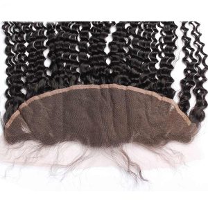 Alternative view of Kinky Curly Peruvian Human Hair Ear To Ear Lace Frontal Closure Hair extensions 13x4inchs Natural color