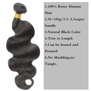 Best Human Hair Weave Unprocessed Brazilian Hair Extensions for Thin Hair Black Body Wave - Image 3