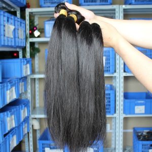 Alternative view of Natural Color Silk Straight Malaysian Human Hair Weave 3 Bundle Deals