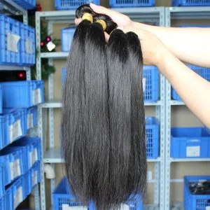 Alternative view of Natural Color Silk Straight Malaysian Human Hair Weave 3 Bundle Deals
