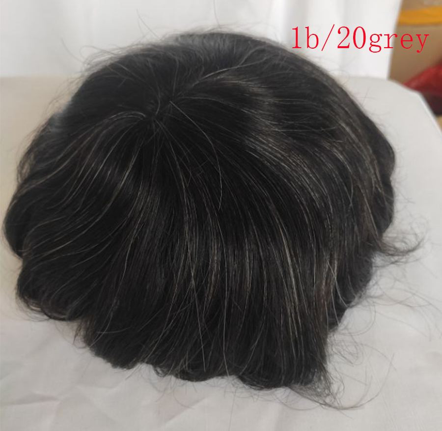 Hairpiece Men'S Toupee Lace front Hair Replacement System Bleach Knot Natural Hairline Hairpiece Thin Skin Black Human Hair Poly Toupee - Image 4