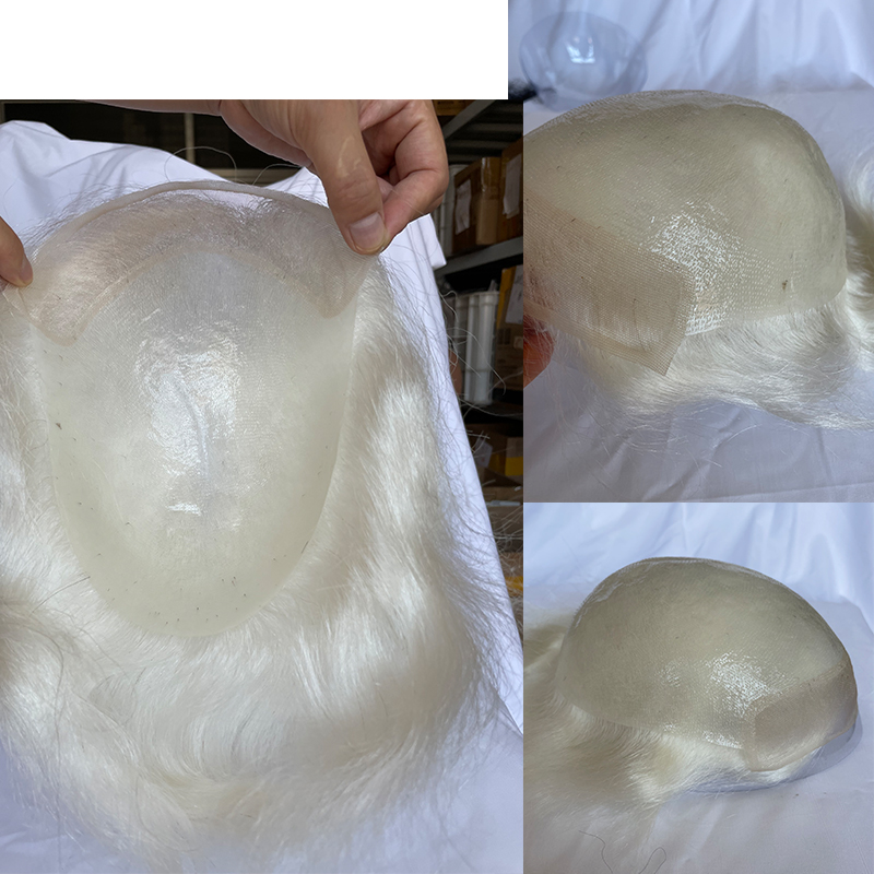 Toupee for Men Human Hair Men's Thin Skin Hair system with French Lace Hair Line Front 8x10 Inches Men Wigs Touppe For Black Men 22# color - Image 45