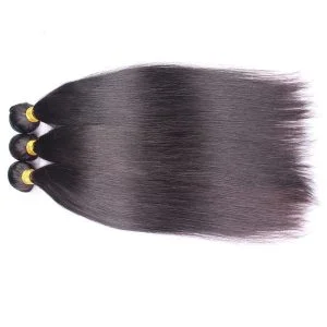Alternative view of Natural Color Silk Straight Brazilian Human Hair Extensions Weave 3 Bundles