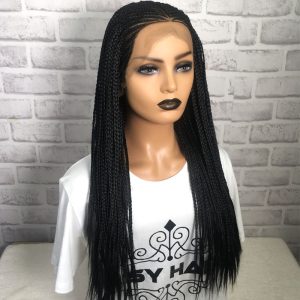 Fully Handmade 13X6" Wide Lace Area Tiny Braided Top Box Braided Wigs For Black Women Synthetic Swiss Lace Front Twist Braids Wigs With Baby Hair Ligh - Image 3