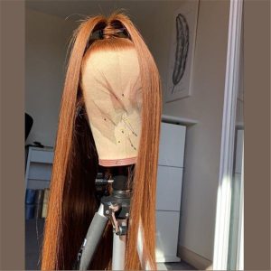 Human Hair Lace Front Warm Brown Straight Fashion Wig - Image 2