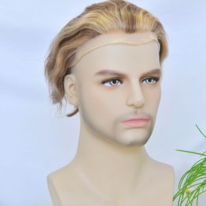 Pwigs Full French Lace Men's Toupee 4 mix 27 mix 613 Color 100% European Human Hair Toupee For Men 8 x10 Inch Lace Mens Wigs Hair System - Image 4
