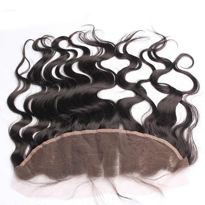 HD Lace Closure Frontal Human Hair Weave Body Wave Peruvian Remy Hair A Lace Frontal Closure 13x4inchs Natural Color - Image 3