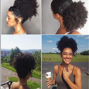 Alternative view of Afro Kinky Curly Ponytail For Women Natural Black Remy Hair 1 Piece Clip In Ponytails Human Hair Products