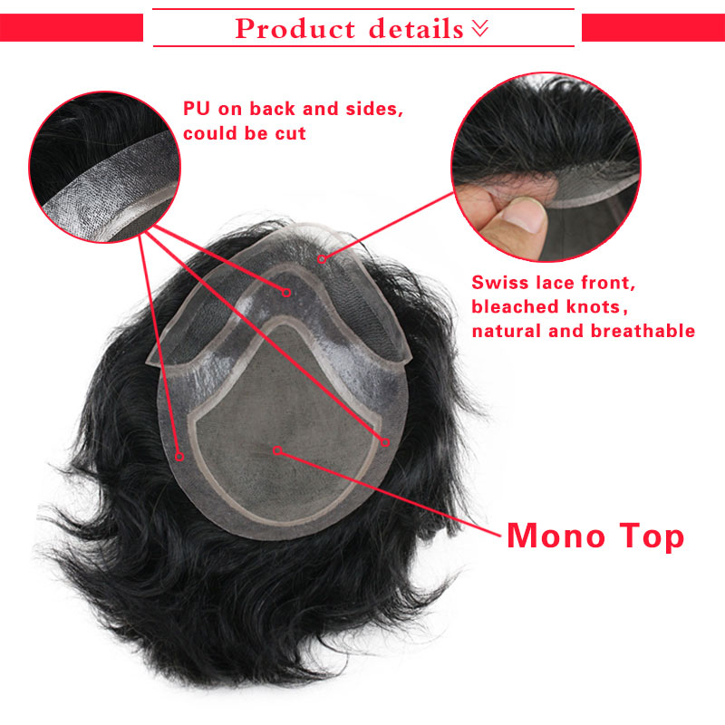 Pwigs 100% European Virgin Human Hair Toupee for Men with Soft Thin Super Mono Lace 10" x 8" Straight hair pieces 4 Brown Color - Image 9