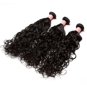 Alternative view of Natural Color Water Wet Wave Brazilian Human Hair Weave 3pcs Bundles