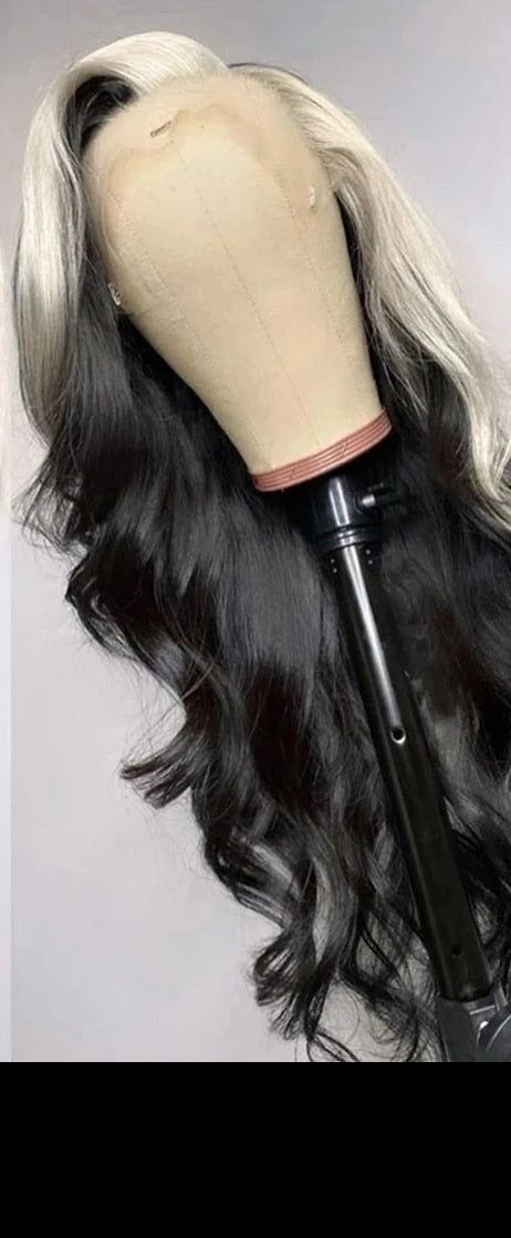 Ombre Plantium Blonde Black Body Wave Human Hair Wig Lace Front Human Hair Wigs Remy Preplucked Grey Colored Lace Front Wigs - Image 3